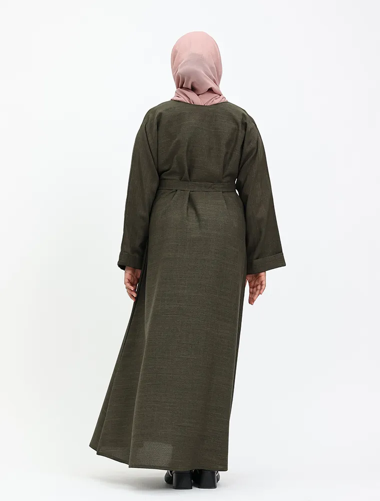Olive Linen Girls Abaya